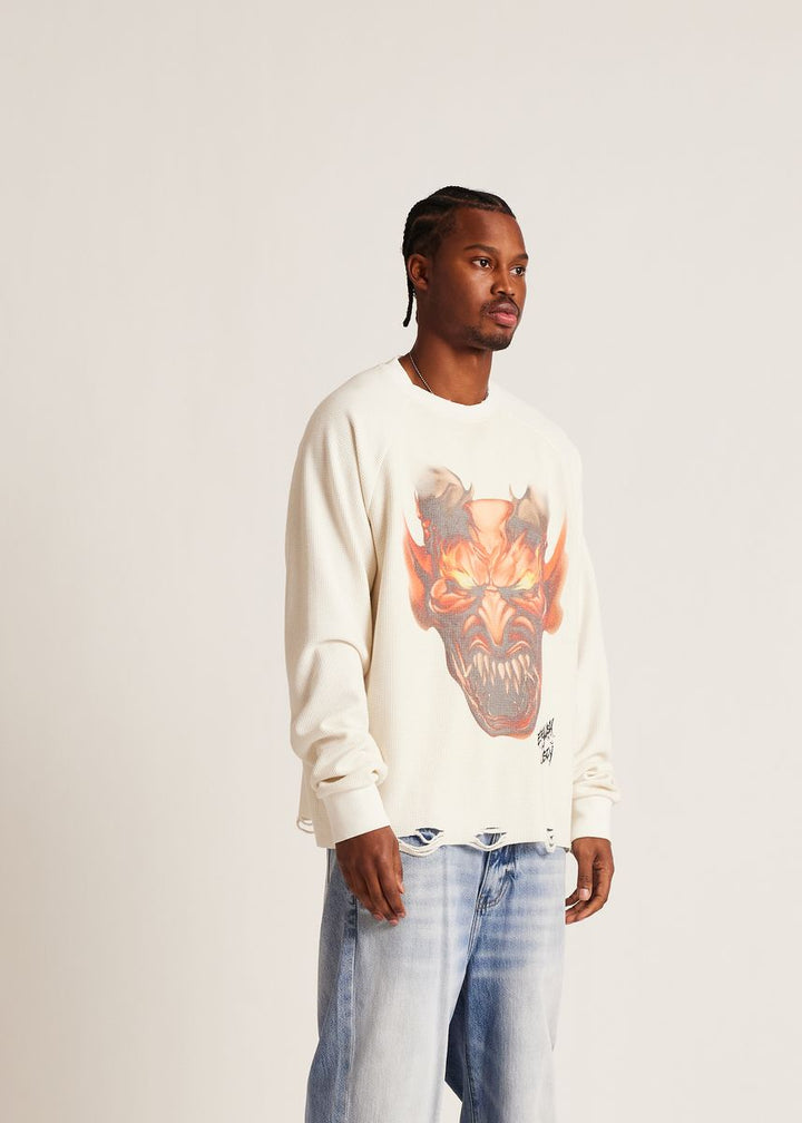 INFERNO L/S WAFFLE KNIT CREWNECK
