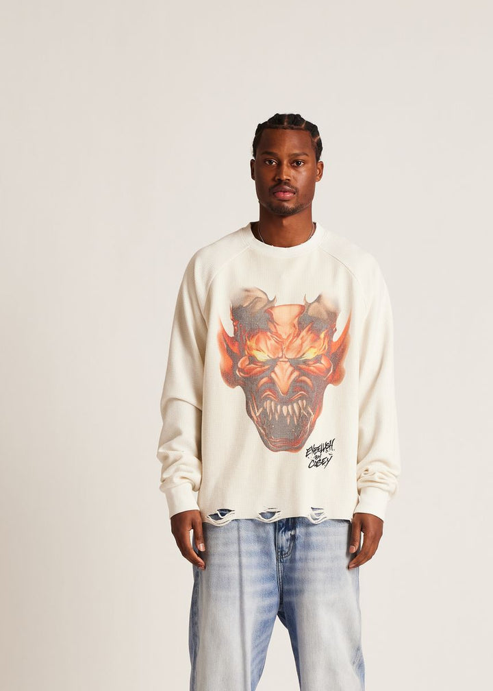 INFERNO L/S WAFFLE KNIT CREWNECK