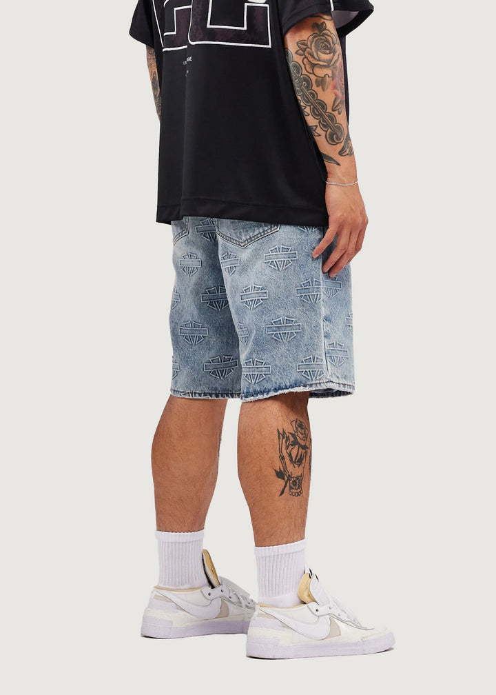 M SHIELD DEBOSSED PATTERN SHORTS