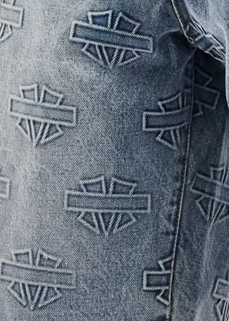 M SHIELD DEBOSSED PATTERN SHORTS