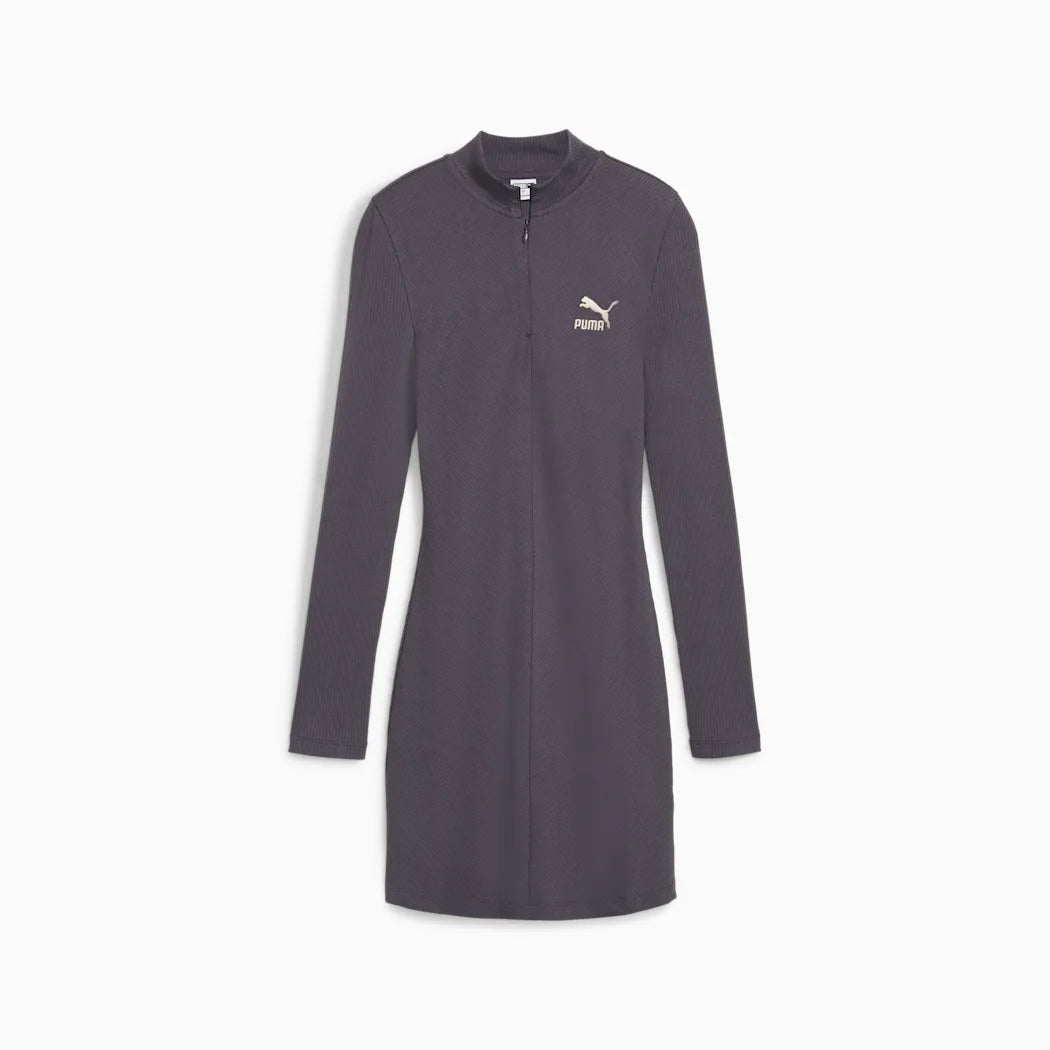 puma long sleeve dress Classics Women's Ribbed Dress (Galactic Gray) – Active Athlete 88
