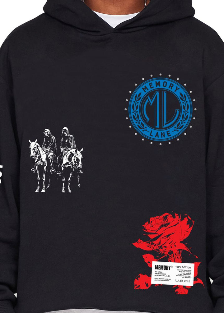 LAYERED ICON CROP HOODIE