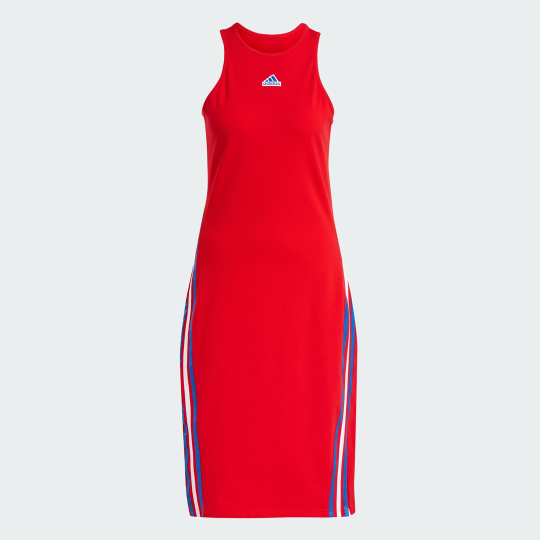 Adidas 3 stripe dress red clearance