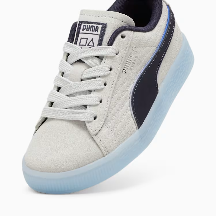PUMA X PLAYSTATION® Suede Little Kids' Sneakers (Glacial Gray-New Navy)
