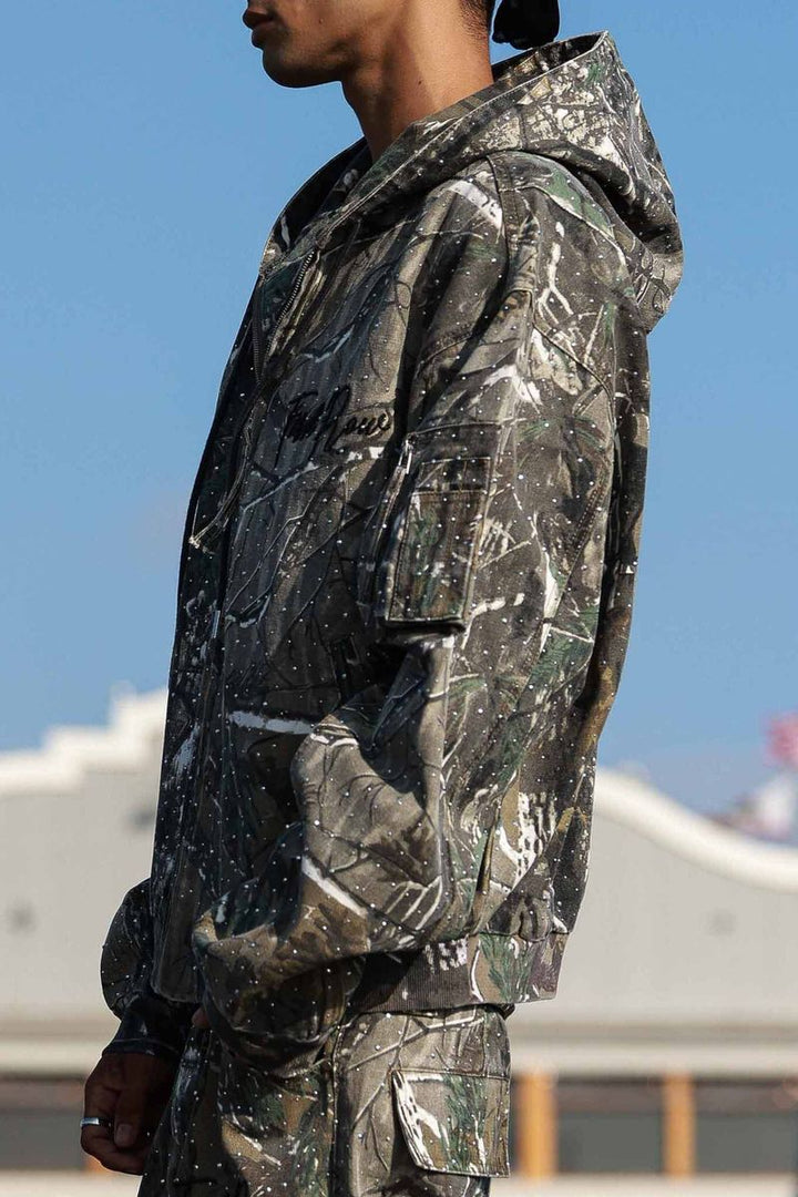 ALLOVER STUD HOOD JACKET