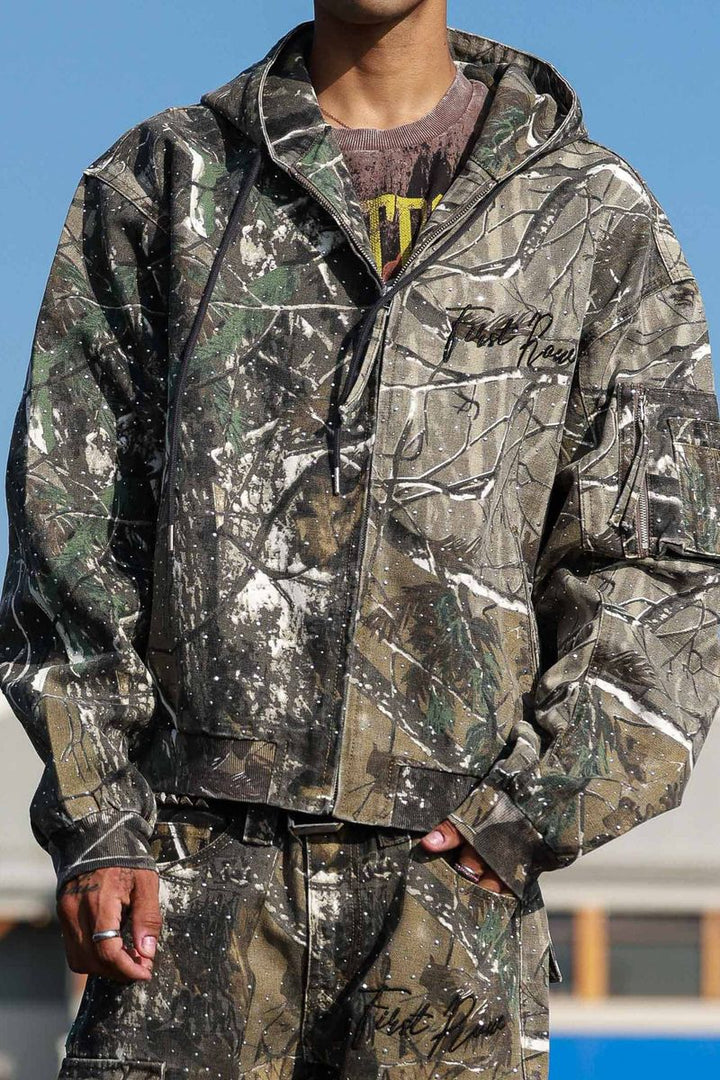 ALLOVER STUD HOOD JACKET