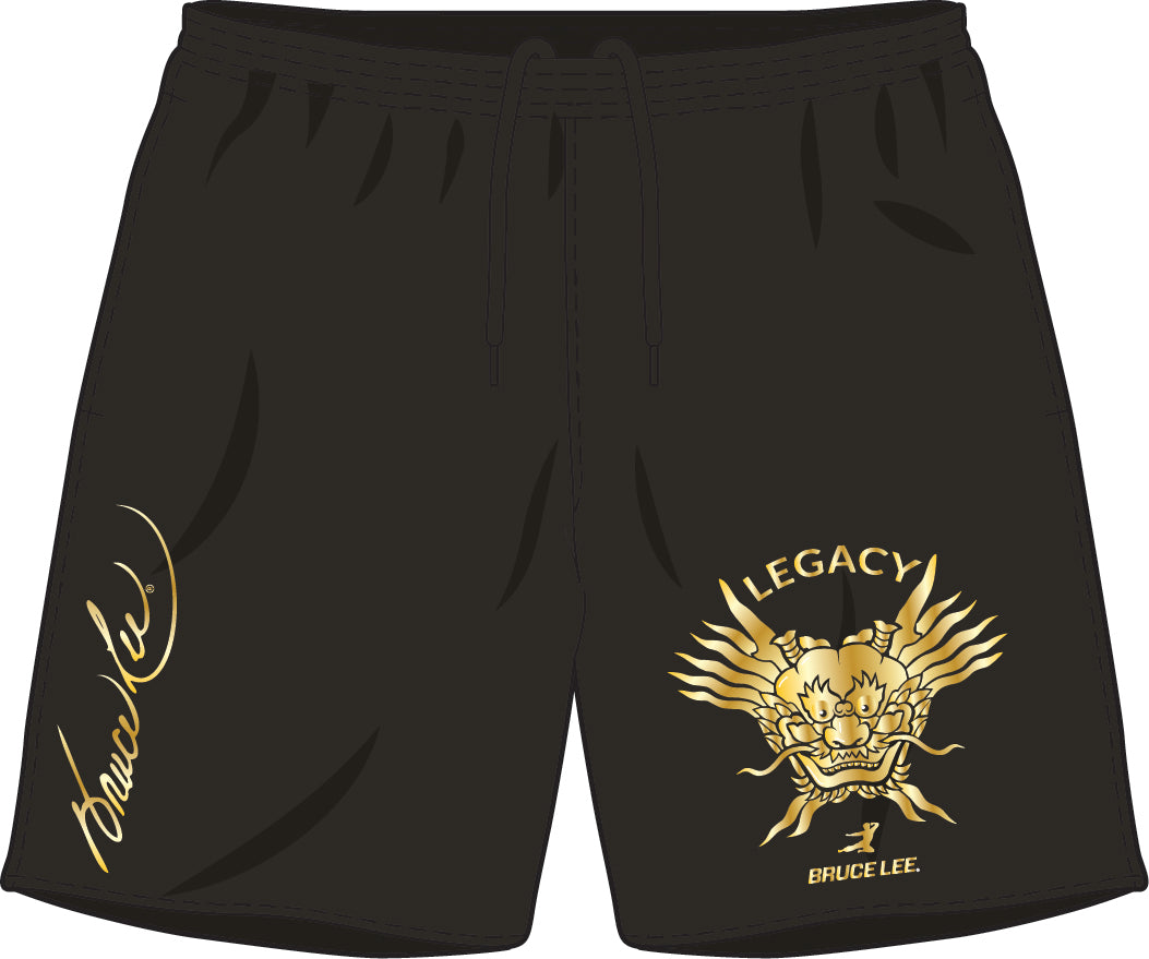 BRUCE LEE DRAGON'S HEAD SCRIPT NYLON SHORTS COLLAB (BLCK)