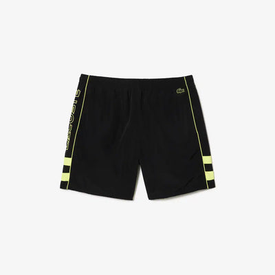 Relaxed Fit Recycled Fiber Embroidered Shorts (Black / Flashy Yellow)