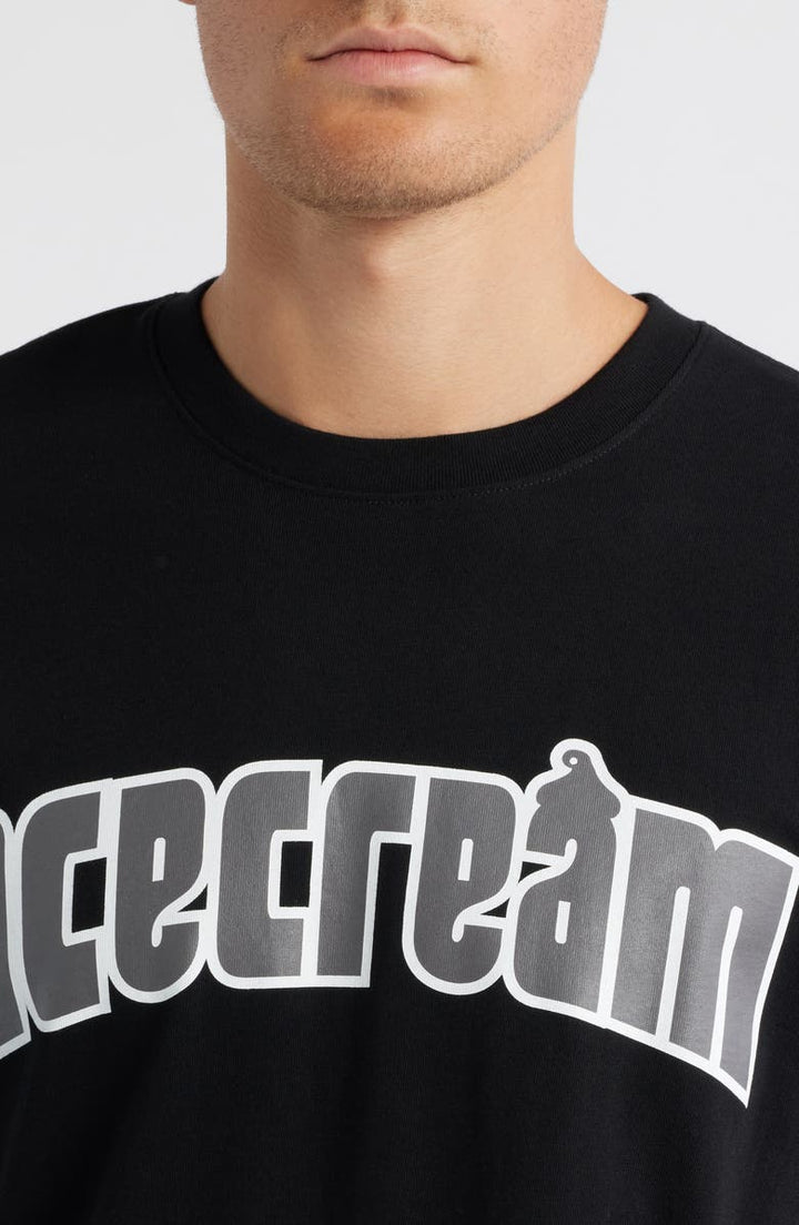 Black t-shirt with 'Icecream' logo 