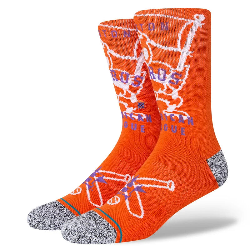 MLB X STANCE HEY BATTER CREW SOCKS (ORANGE)