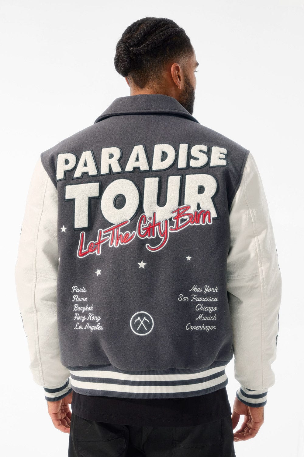 PARADISE TOUR VARSITY JACKET (OFF BLACK)