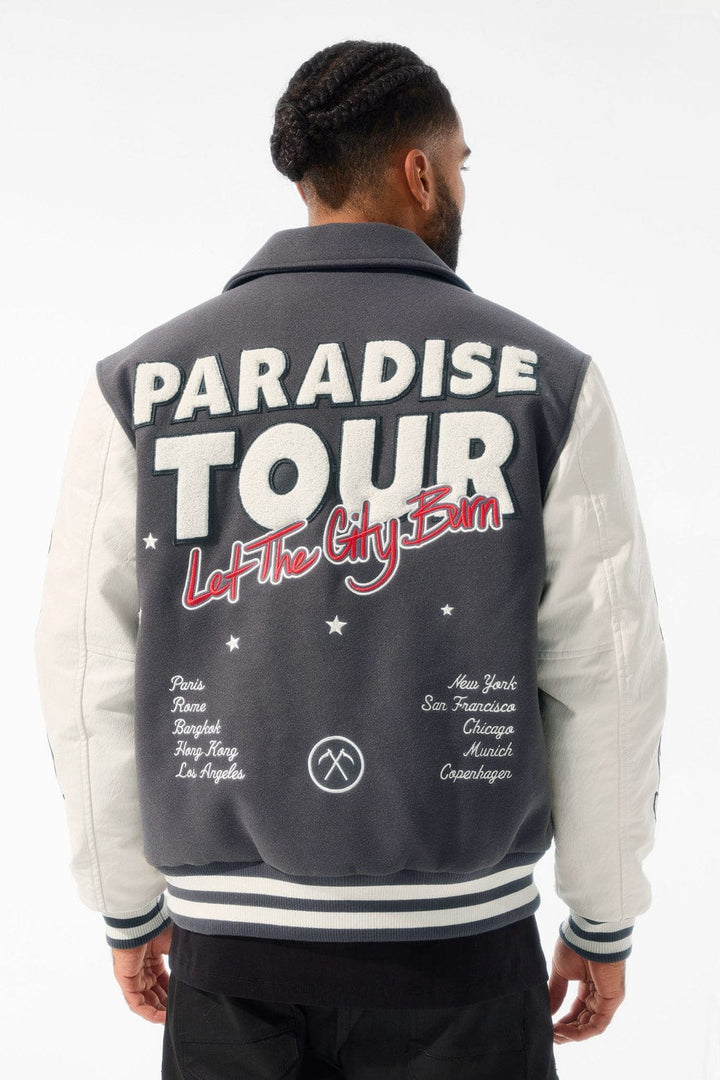 PARADISE TOUR VARSITY JACKET (OFF BLACK)