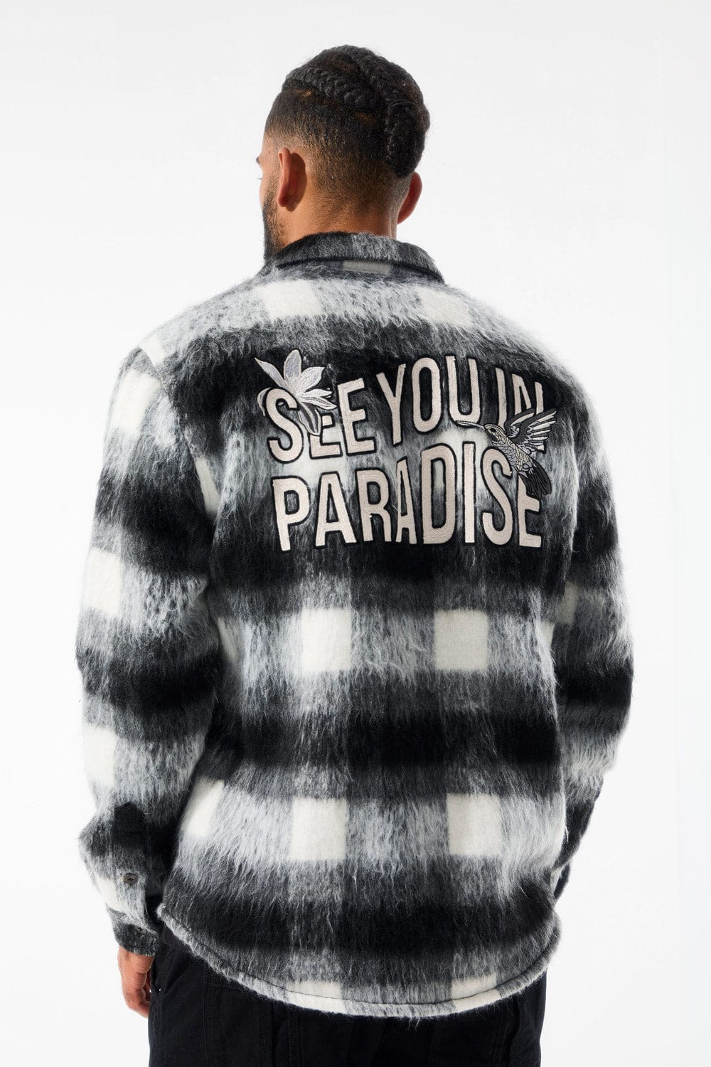SEE YOU IN PARADISE FLANNEL SHACKET (BLACK)