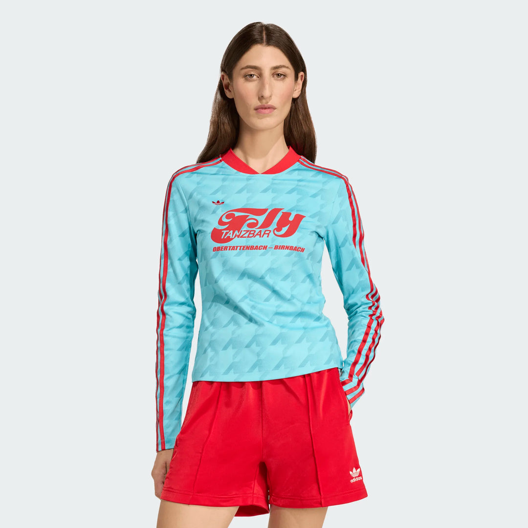 GRAPHIC SOCCER ALLOVER PRINT BODYCON LONG SLEEVE JERSEY