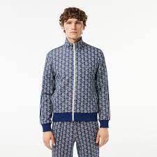 Men's Paris Monogram Zip-Up Sweatshirt (Navy Blue / White)