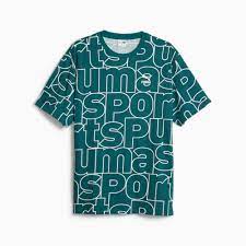 PUMA TEAM Men's Relaxed All-Over-Print Tee (Green)