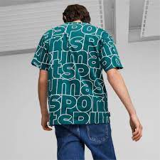 PUMA TEAM Men's Relaxed All-Over-Print Tee (Green)
