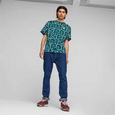 PUMA TEAM Men's Relaxed All-Over-Print Tee (Green)