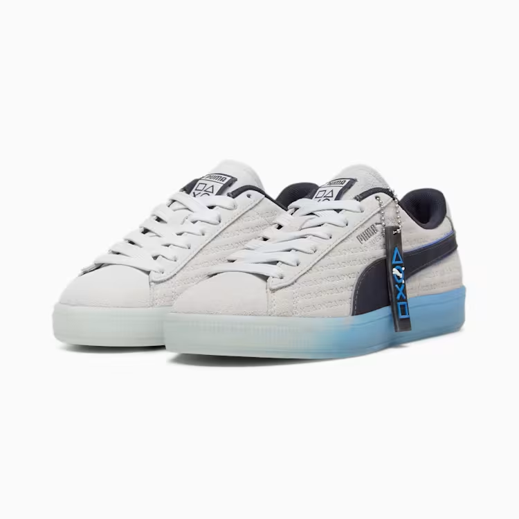 PUMA X PLAYSTATION® Suede Big Kids' Sneakers (Glacial Gray-New Navy)