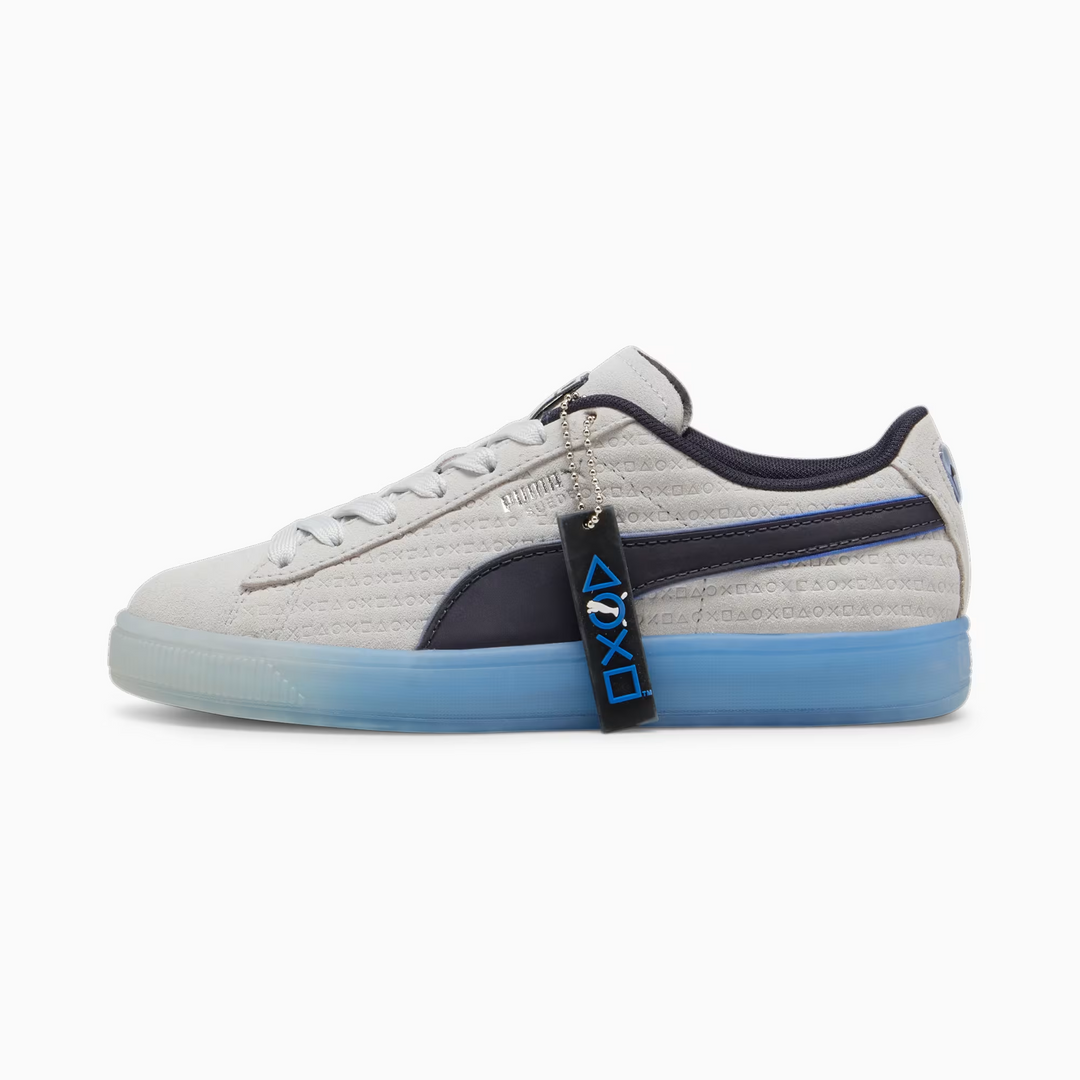 PUMA X PLAYSTATION® Suede Big Kids' Sneakers (Glacial Gray-New Navy)