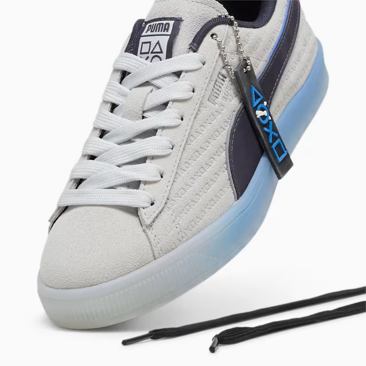 PUMA X PLAYSTATION® Suede Big Kids' Sneakers (Glacial Gray-New Navy)