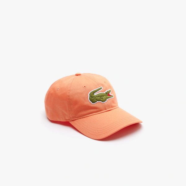 Lacoste Unisex Contrast Strap And Oversized Crocodile Cotton Cap (Orange)