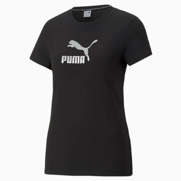 Puma Brand Love Metallic Logo Women's T-Shirt (Black)